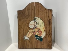 Vintage Wooden Coca Cola Sprite Boy Dart Board Cabinet SEE DESCRIPTION
