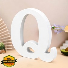 White Wood Letter Q Unfinished Standing Alphabet for Decor
