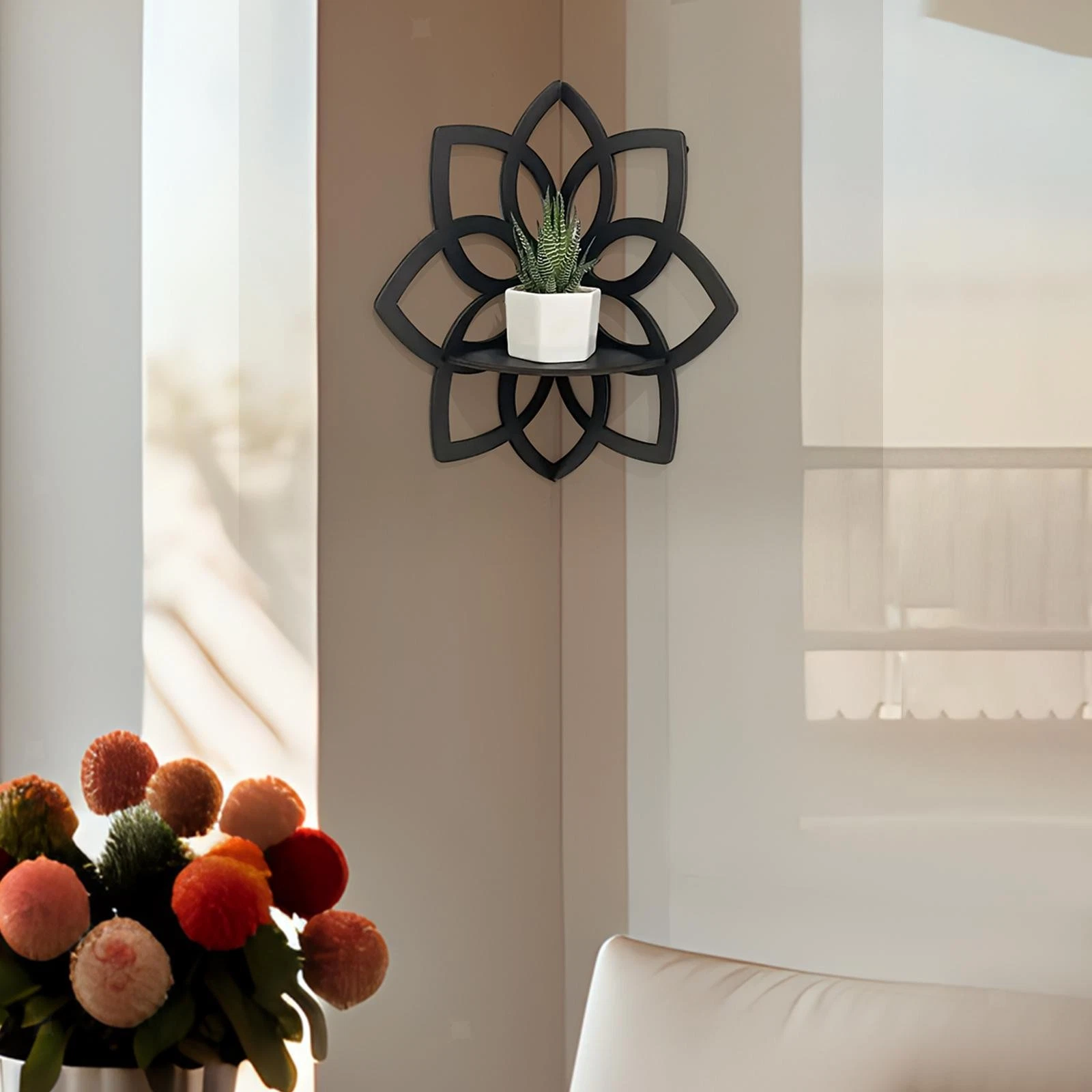 Flower Shape Corner Shelf Flower Shape Storage Rack for Office Living Room