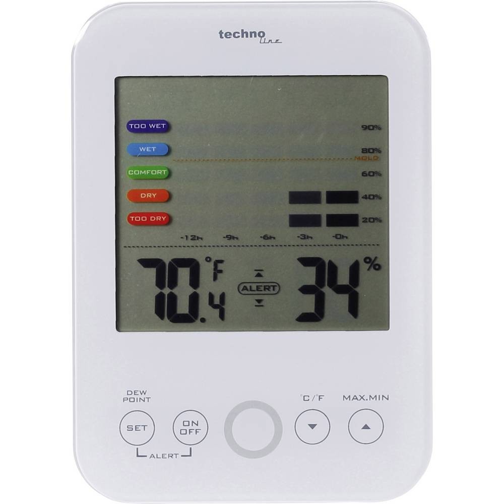 Hygromètre Techno Line WS 9422 blanc avec écran LCD 20 à 95 pour cent