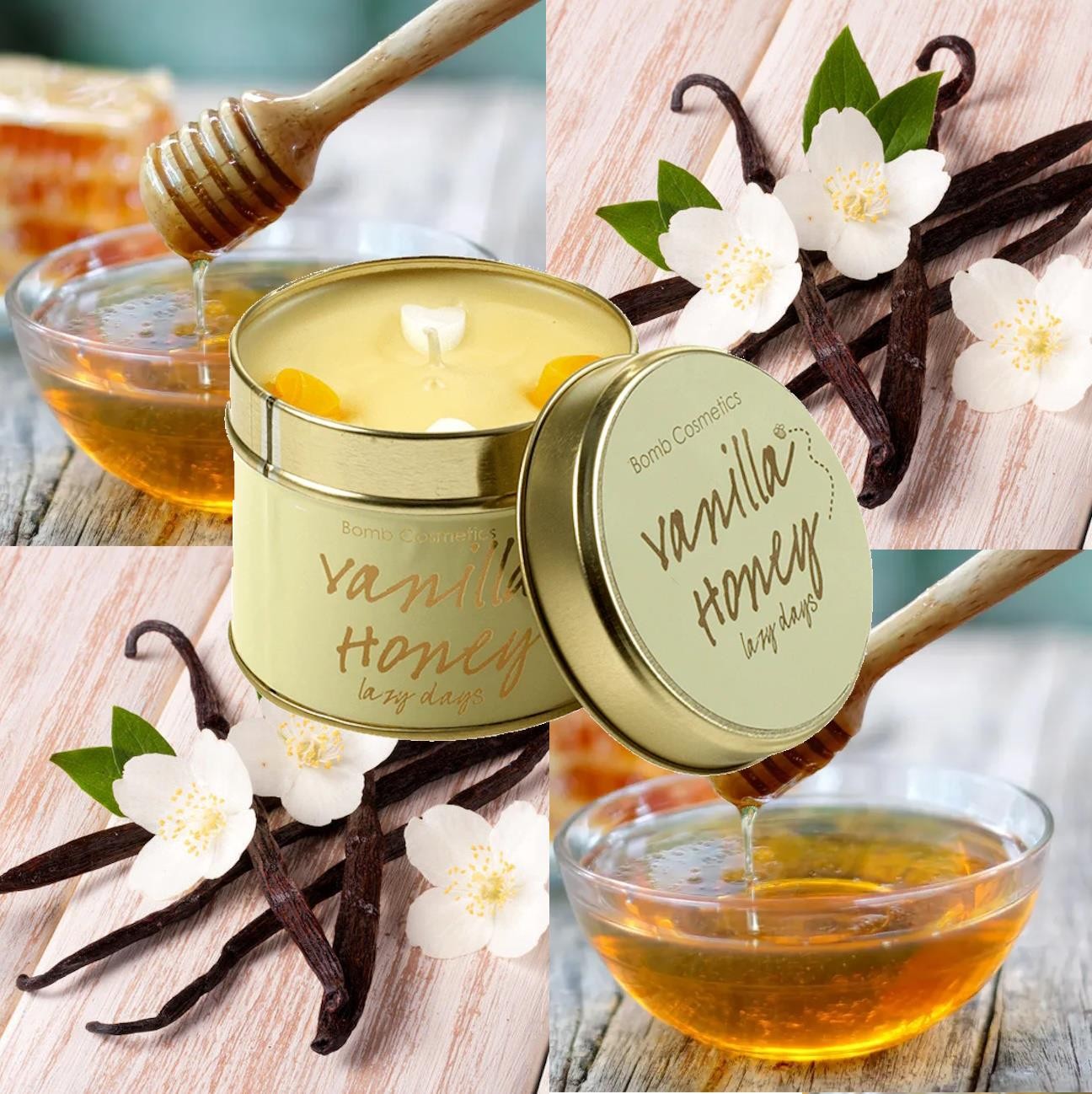 Scented Tinned Candle Vanilla Honey Scent Hearts Handmade Home Fragrance Gift