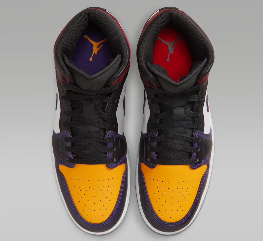 Air Jordan 1 Mid SE Shoes True Red White Court Purple Black Men's