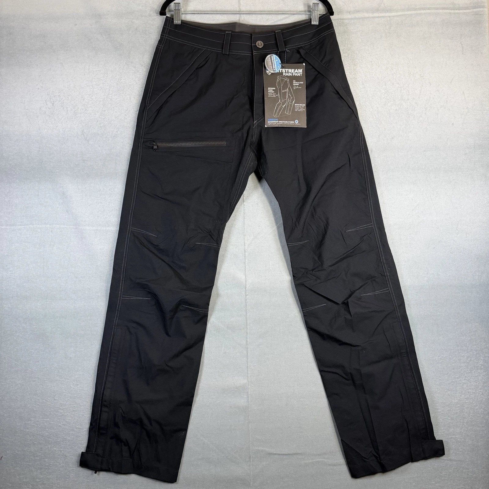 Kuhl Jetstream Rain Pant Mens 30x32 Black Airskape Waterproof Lightweight NWT