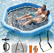 Hexagon Inflatable Water Hammock Floating Dock Sunchill Float Ring Lake Water