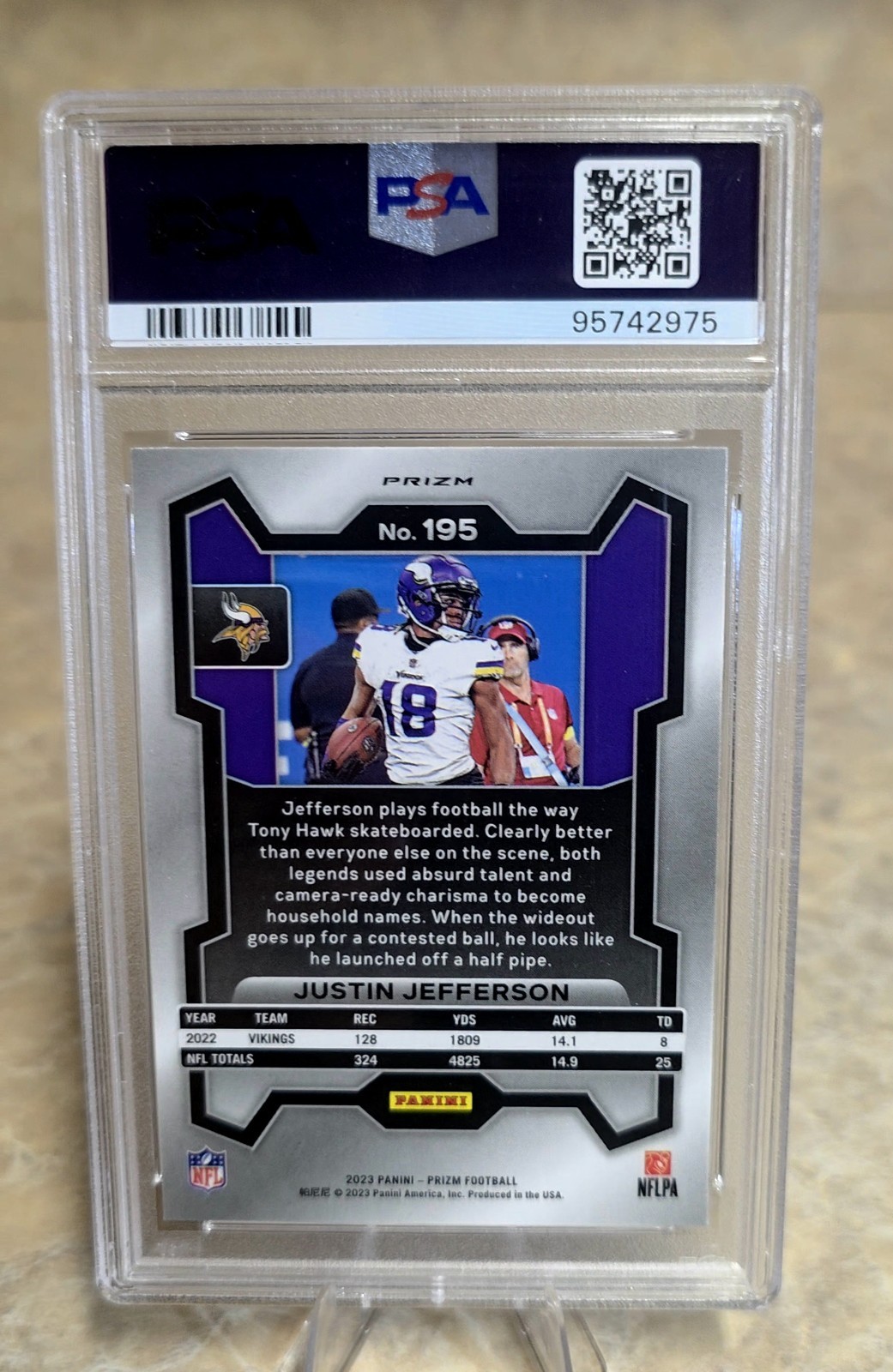 2023 Prizm 🔥JUSTIN JEFFERSON🔥Red Sparkel PSA 10 GEM! 💎 Very Beautiful Prizm!  view 4