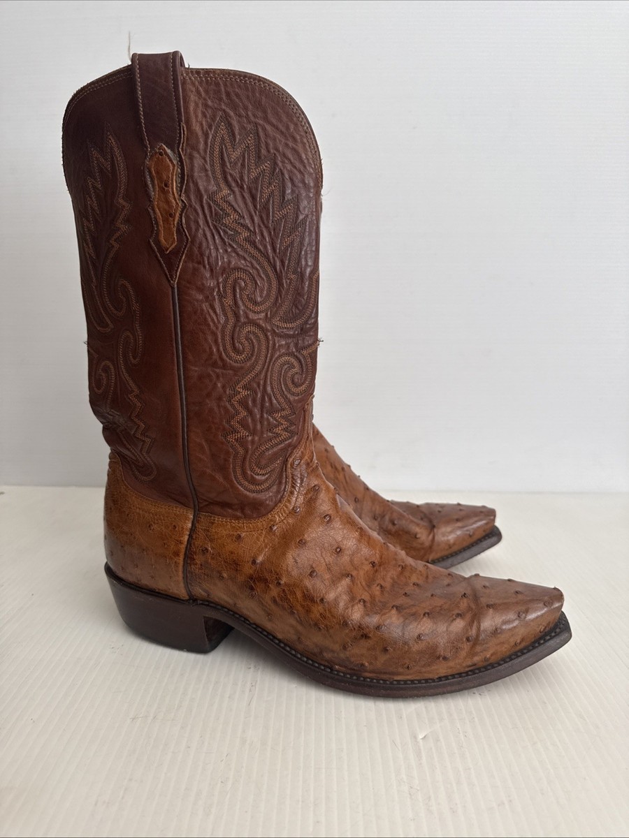 Lucchese 1883 Men's Western Cowboy Boots - Exotic Ostrich Tan