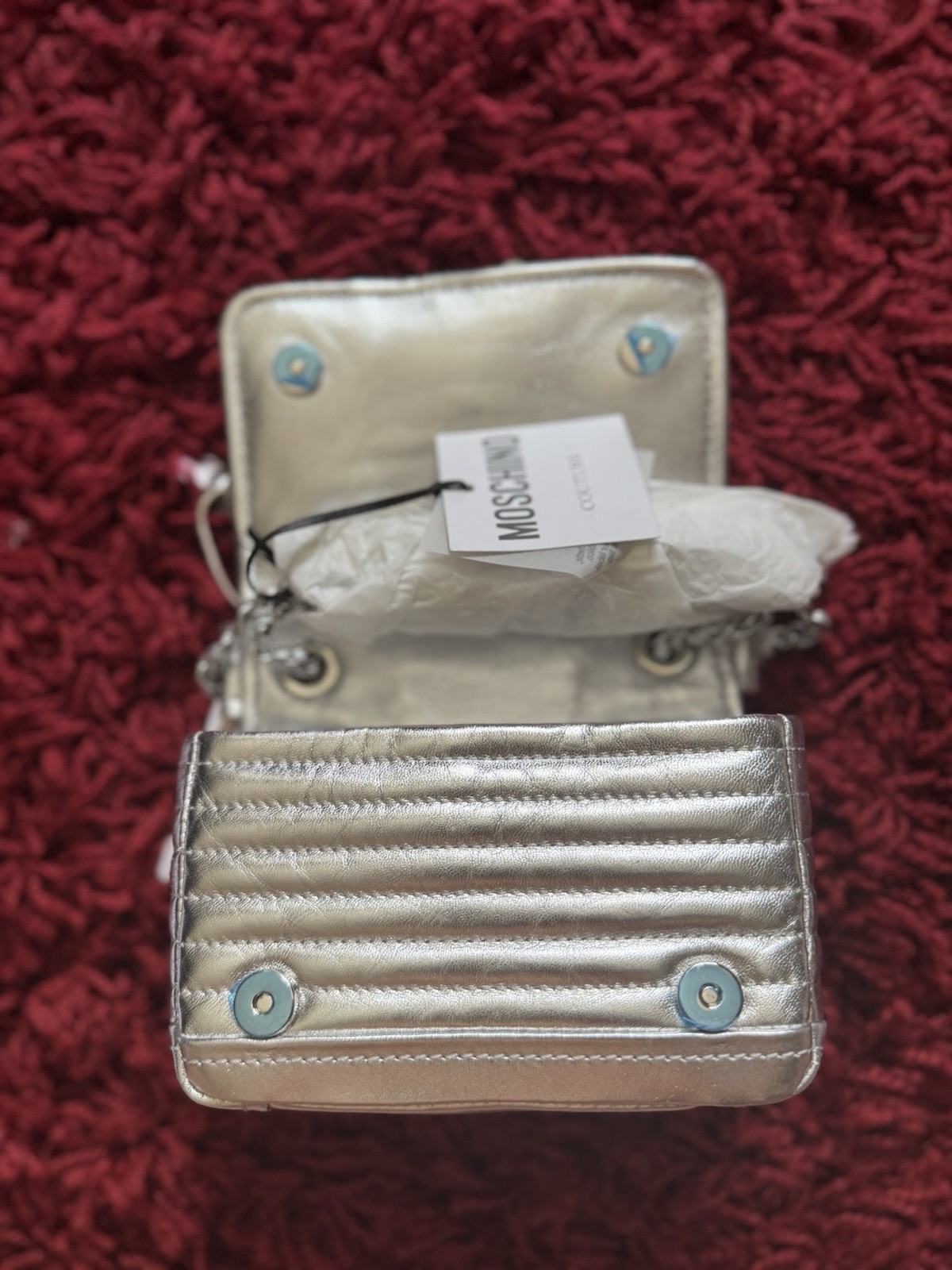 Moschino Couture Biker Jacket Shoulder Bag Silver Metallic Hardware SS21 image 9