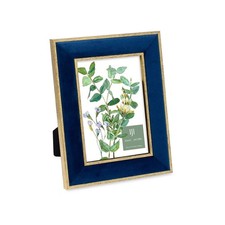 Isaac Jacobs 5x7 Navy Velvet Picture Frame with Metallic Gold Double Border, ...
