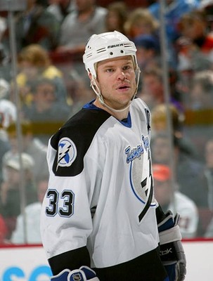Left wing Fredrik Modin Tampa Bay Lightning is on the ice at- Ice Hockey Photo