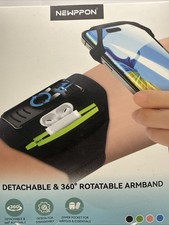 Detachable  360  Rotatable Running Phone Armband - Zipper Pocket  Black