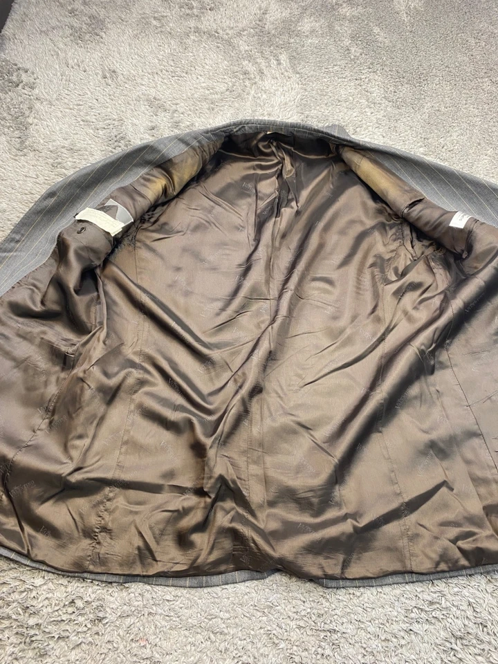 Valentino Blazer Hombre 48L Gris Rayas Super 140s Lana Deportes Abrigo Chaqueta Italia Foto 3 de 4