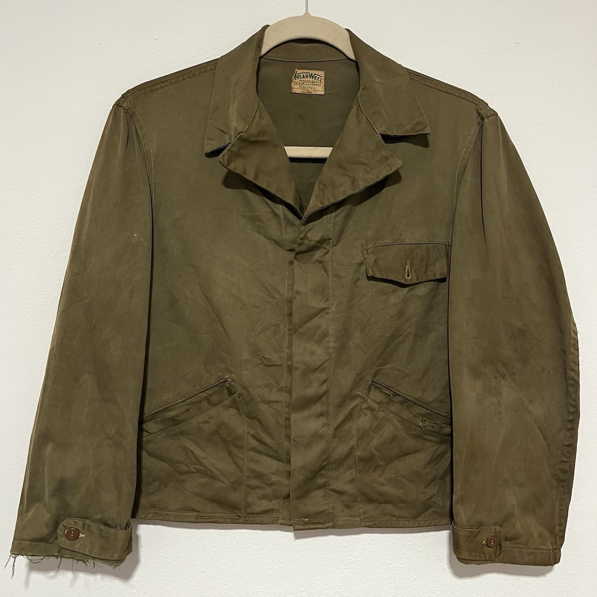 1930s〜40s vintage cotton jacket vtg 1940s 30s white canvas engineers jacket wwii workwear