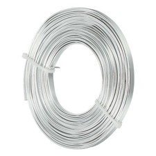 16.40 ft 5mm Wide 18 Gauge Flat Aluminum Wire, Silver Tone