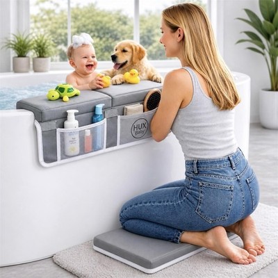 Comfortable Baby Bath Kneeler and Elbow Rest Pad Set, Non-Slip Bathtub Kneeli...
