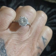 925 Sterling Silver Round Diamond Prong Set Engagement Ring 1.00-1.24 ctw Sz 9