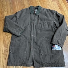 Vtg LL Bean 2xL Tall Flannel Lined Field Coat Plaid Brown Chore Jacket Mens READ