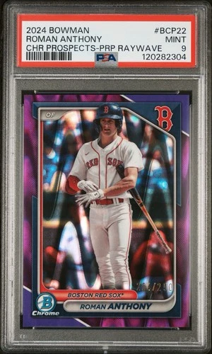 2024 Bowman Chrome Roman Anthony /250 Purple Ray Wave (RC) Boston Red Sox PSA 10