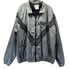US Army PFU IPFU Jacket Mens Large Gray Reflective Full Zip Vented V Mesh Lined