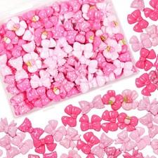 Resin Charms Slime 50Pcs Pink Bow 0.787 inch by 1 inch,