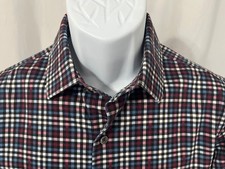    Bugatchi Men  s OoohCotton Stretch Shirt Blue Pink Purple Long Sleeve Casual M