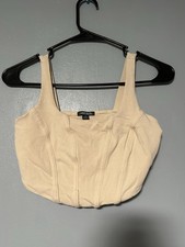 Wild Fable Beige Corset-Style Crop Tank Top Size XS With Thick Straps
