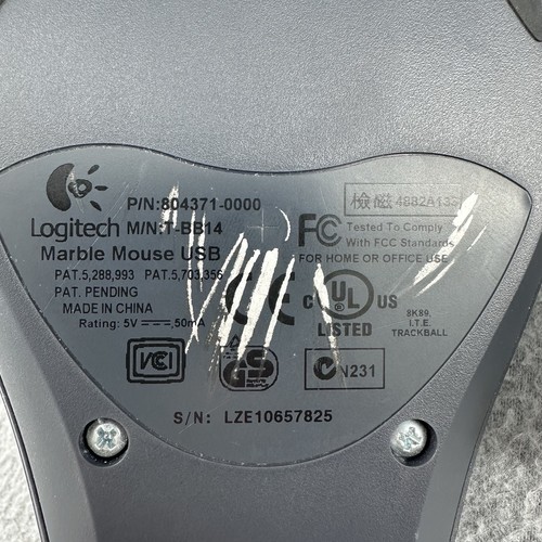 Logitech Trackball Marble Mouse USB Wired T-BB14 Gray Computer PC Tested Works - Picture 3 of 10