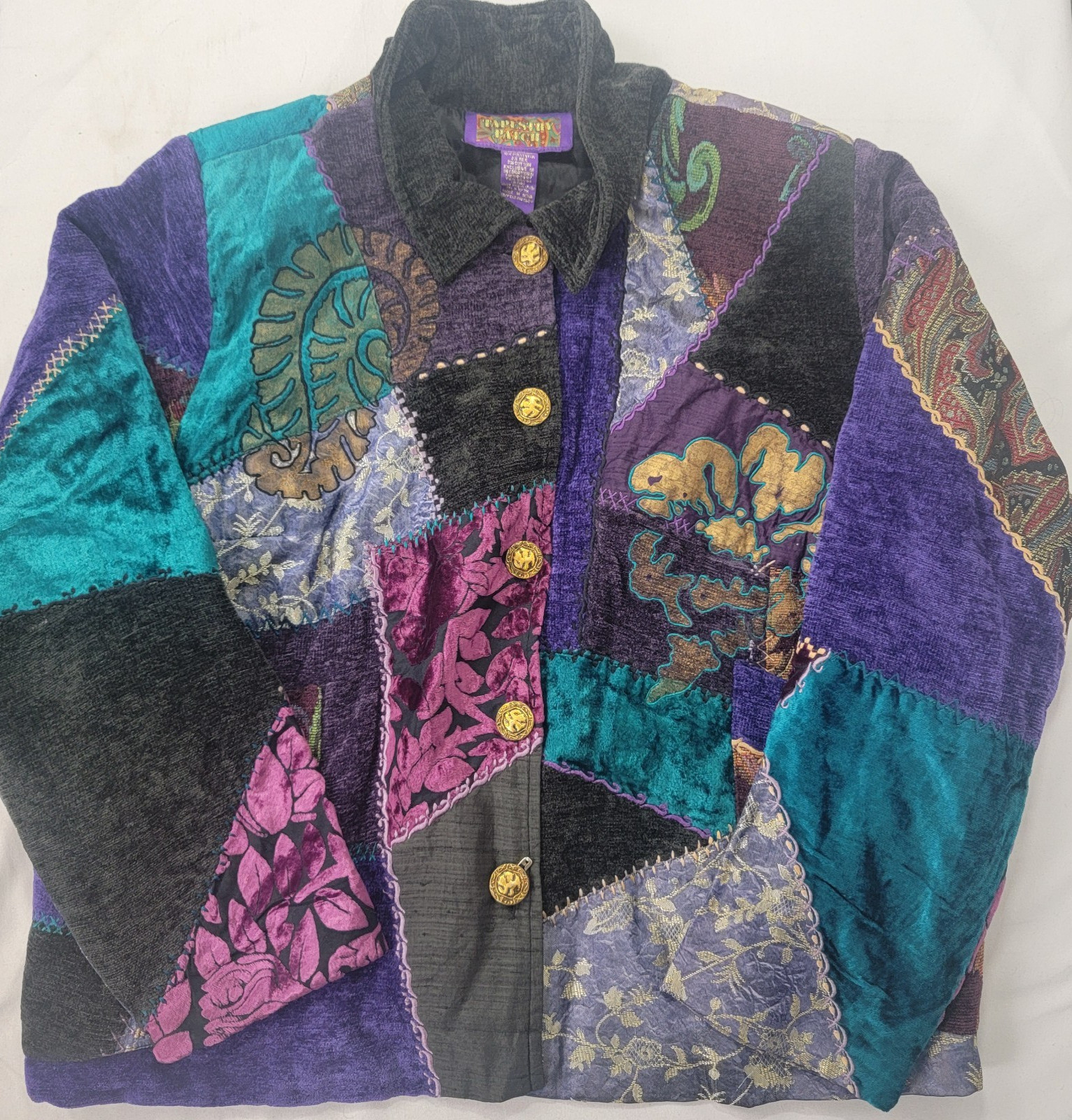 Tapestry Patch Women's Vintage Jacket Button UP P… - image 1