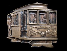 SA15120 NOS VINTAGE 1978 SAN FRANCISCO TROLLEY CAR COMMEMORATIVE BUCKLE