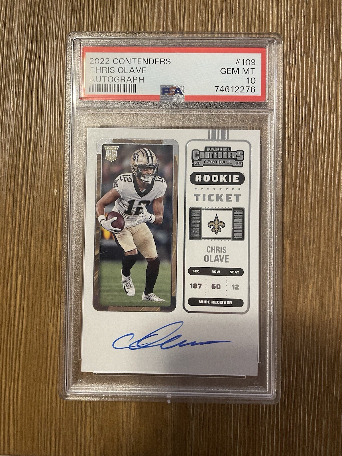 2022 Panini Contenders Chris Olave Rookie Ticket Auto RC Autograph PSA 10 #109