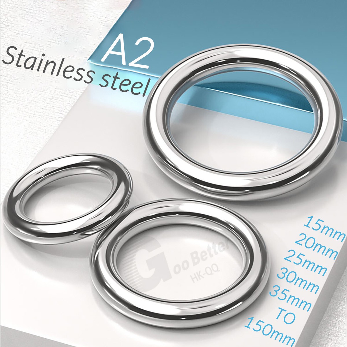 Welded Smooth Solid Metal O Ring 15-150mm ID A2 Stainless Steel 