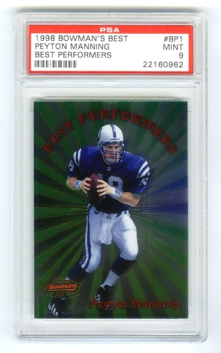 PEYTON MANNING~1998 BOWMAN'S BEST PSA-9 MINT GRADED FOOTBALL ROOKIE RC CARD #BP1