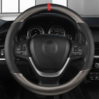 15'' Universal Car Steering Wheel Cover Carbon Fiber Perforated Leather Interior