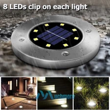 Solar Garden Flat Buried Light LED Outdoor Disk In-Ground Light Garden Pathway