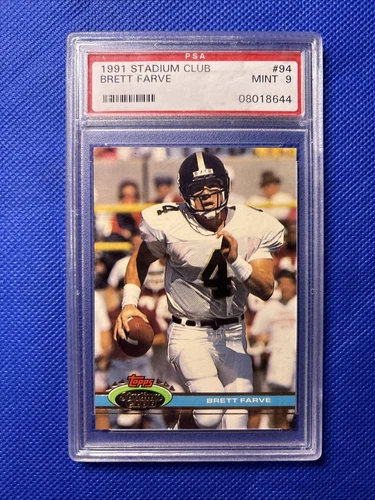 1991 Topps Stadium Club #94 Brett Favre Falcons RC Rookie HOF PSA 9 MINT Card