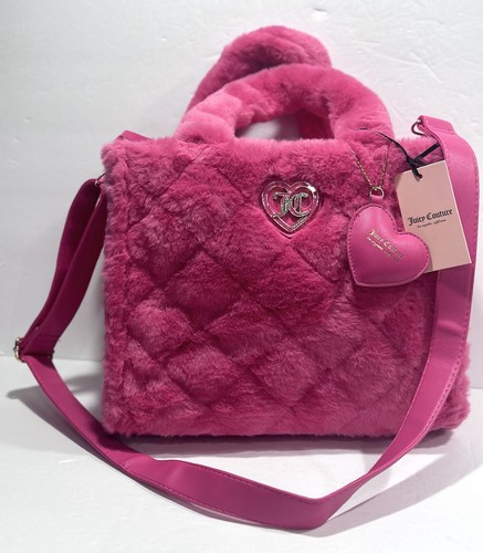 Juicy Couture große flauschige kuschelige rosa Tasche mit abnehmbarem Riemen
