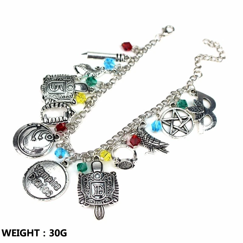 The Vampire Diaries: Bonnie, Elena, antigua gema múltiple de plata, pulsera con 11 dijes Foto 4 de 4