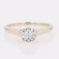 .32ctw Round Cut Diamond Halo Engagement Ring 14k White Gold Size 7.75