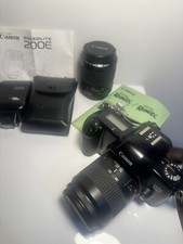 Canon EOS Rebel 35mm Film Camera With 2 Lenses External Flash And Samsonite Bag
