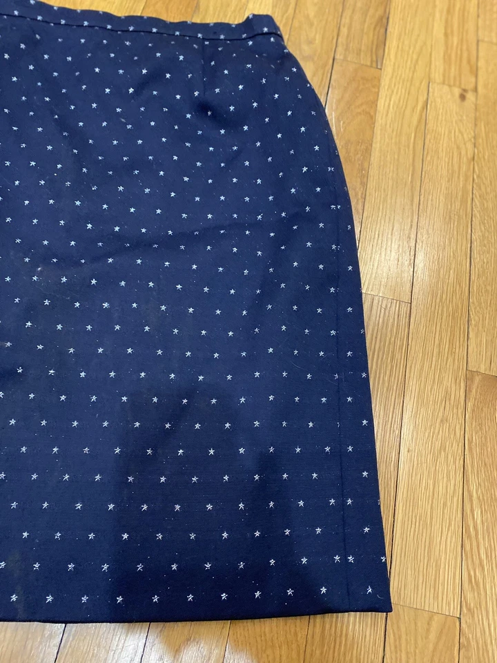 Falda Escada Azul Plateada Estampado de Estrellas Cremallera Forrada Mezcla de Lana Talla 40 10 Recta Foto 4 de 4