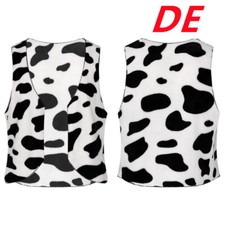 DE Herren Cowboy Weste Ärmellos Jacke Oberteil Kuh Muster V-Ausschnitt Weste