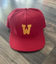 Vintage “W” New Era Dupont Visor Pro Model M/L  Snapback Patch Red Cap USA