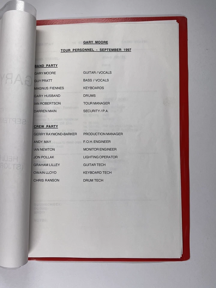 Gary Moore Tour Itinerary Original Hell Blues Festival Trondheim Norway 1997 - Image 3 of 4