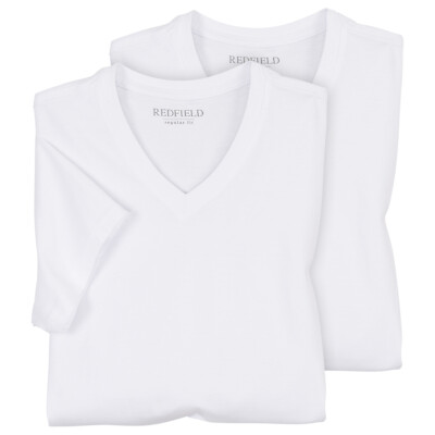 Weißes Doppelpack T-Shirt V-Ausschnitt Redfield XXL
