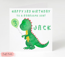 Personalised Dinosaur Birthday Card 1st 2nd 3rd 4th Son Grandson Godson Nephew