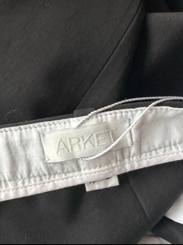 New Arket Black Wool Straight Tailored Trousers Pants With Side Split Sz S - 第 3/4 張圖片