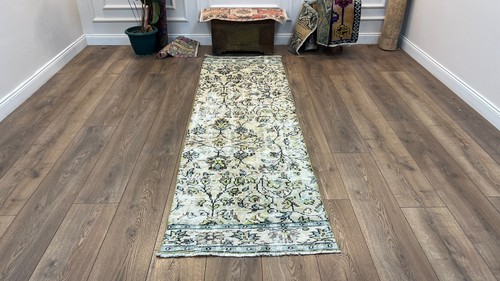 2.6x8.6 Feet Runner Rug, Turkish Runner Rug, Organic Wool Rununner Rug