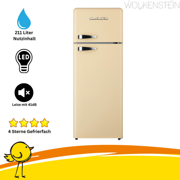 Wolkenstein Retro KüHl-Gefrierkombination Creme 211 L Freistehend KüHlschrank-image