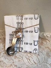 Mud Pie Home Baking Measuring Spoon Conversation Kitchen Towel Set