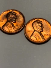 1957 p &d lincoln cent 2 coins one price, bu