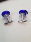 Murano Glass Eye Cufflinks Blue Red Stainless Vintage  — photo 4